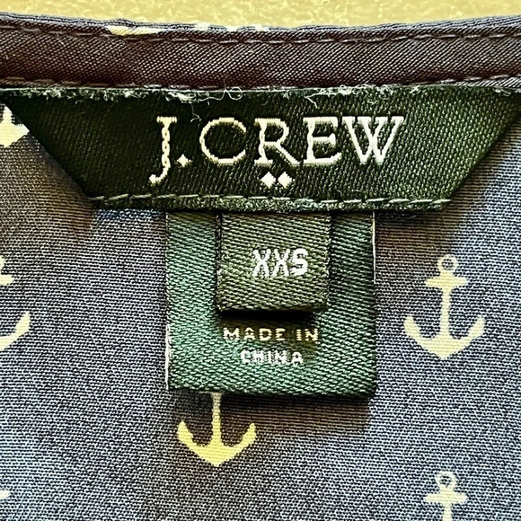 J. Crew Blue Nautical Anchor Blouse Beach Coastal XXS 3/4 sleeve Retro Y2k Prep - Picture 11 of 11